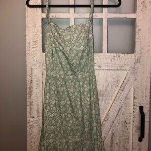 Pink and green flower print dress